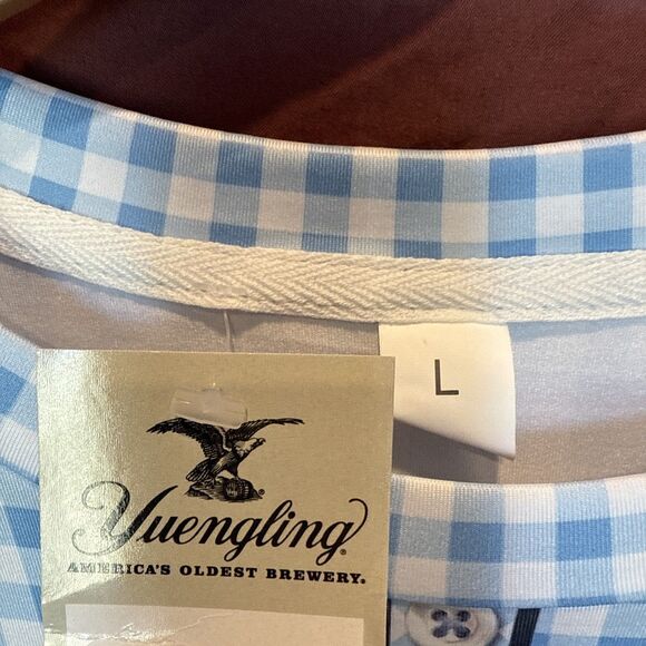 NWT Yuengling Oktoberfest T-Shirt Size L Brown Plaid Suspender Graphic Beer - Picture 3 of 5